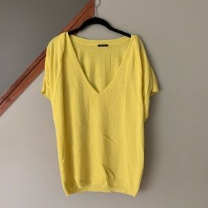 Theory Yellow Short-Sleeve Sweater